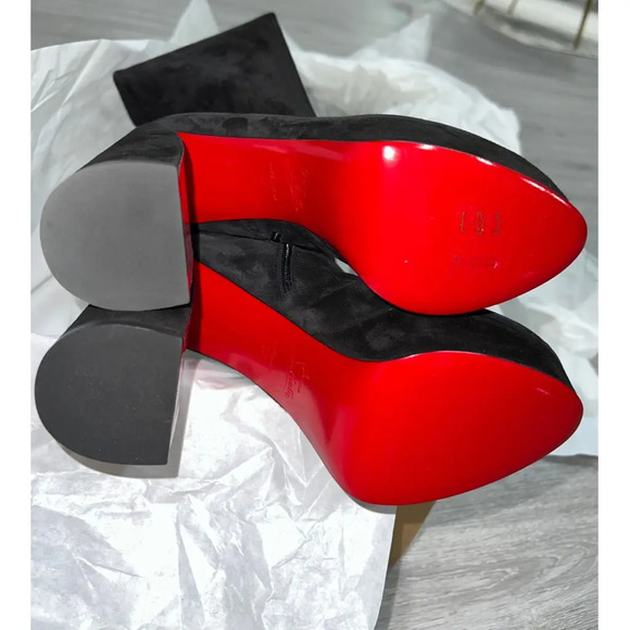 Christian Louboutin Movida Alta Botta 130 Black Suede Thigh High Heel Boot 37 - Picture 12 of 12